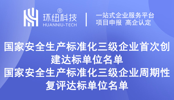 關(guān)于國(guó)家安全生產(chǎn)標(biāo)準(zhǔn)化三級(jí)企業(yè)的公示